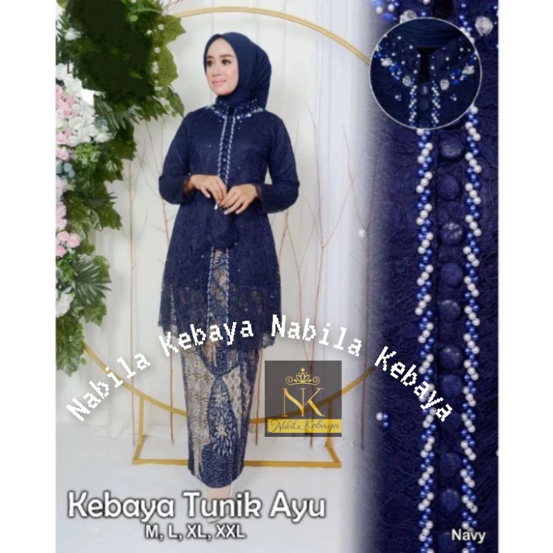 KEBAYA BRUKAT KANCING SERIBU SETELAN TUNIK SANGHAI TUNIK KANCING SERIBU KEBAYA NIKAHAN
