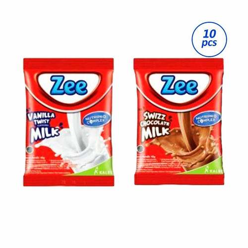 

Zee susu bubuk swizz chocolate / vanilla twist isi 10