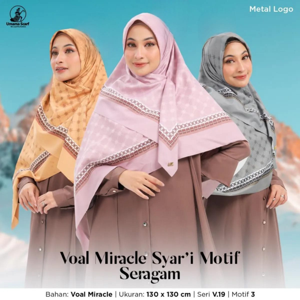 Evanz-Jilbab Segiempat Voal Miracle Jumbo By Umama Scarf - Hijab Square Syari Motif Seragaman