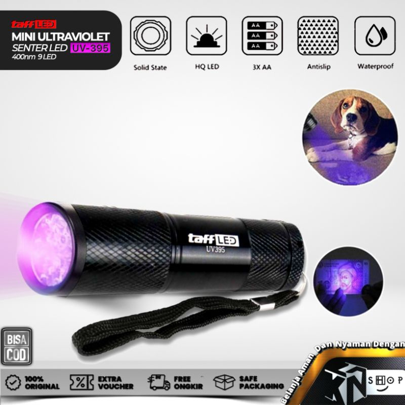 Senter Kecil LED Ultrafiolet UV 400nm 9 LED Alat Deteksi Upal Praktis Money Detector Lampu Ultraviol