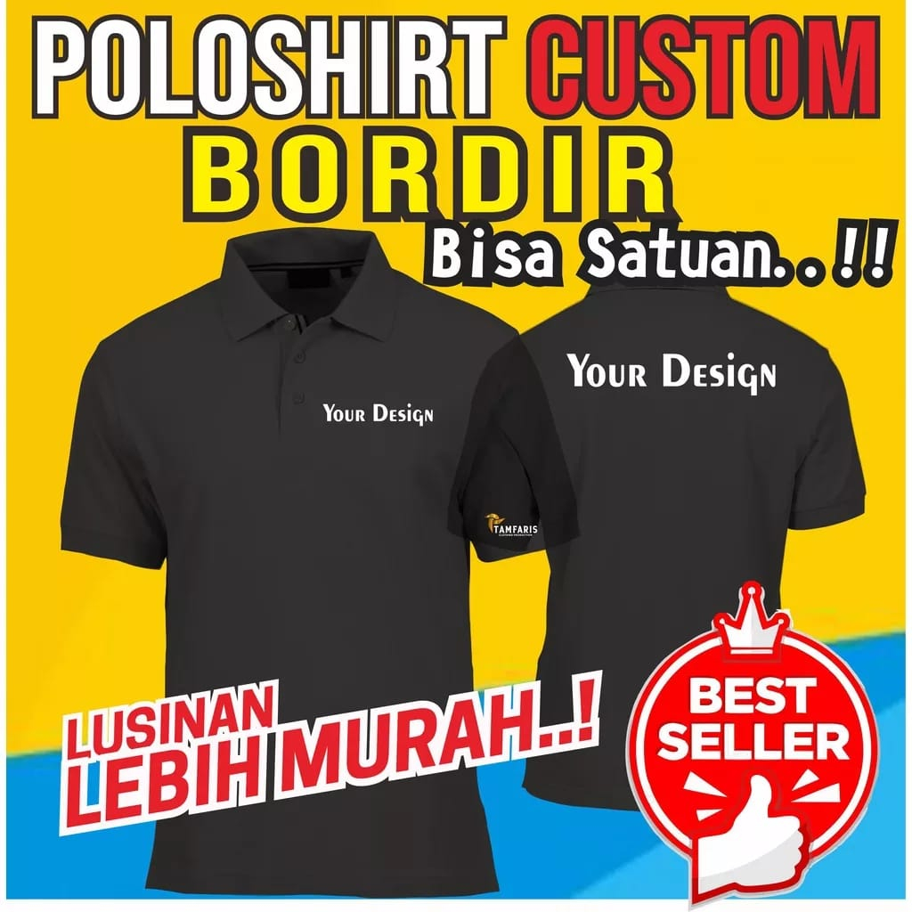 KAOS POLO CUSTOM BORDIR SATUAN/LUSINAN
