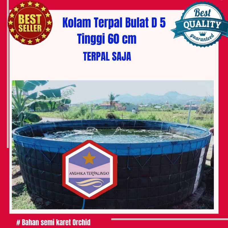 kolam Terpal bulat terpal saja D5T60 Bahan Semi karet