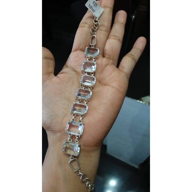 Gelang Bracelet Batu Zirconia Silver Perak Bali asli 925 wanita custom elegant