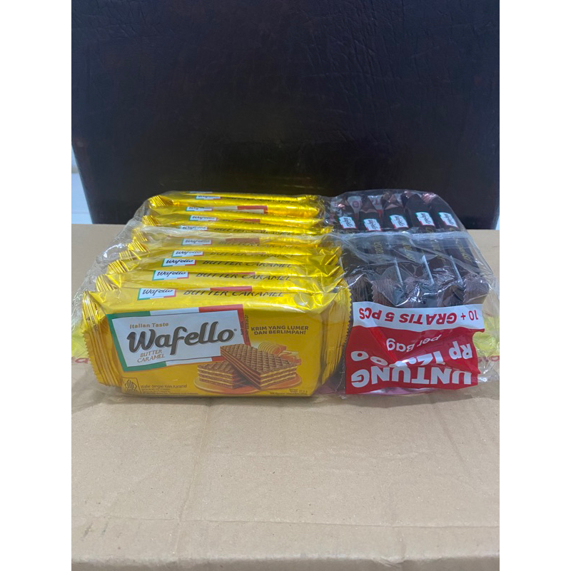 

WAFELLO WAFER CRRAM CARAMEL BONUS WAFELLO COKLAT 5 pcs