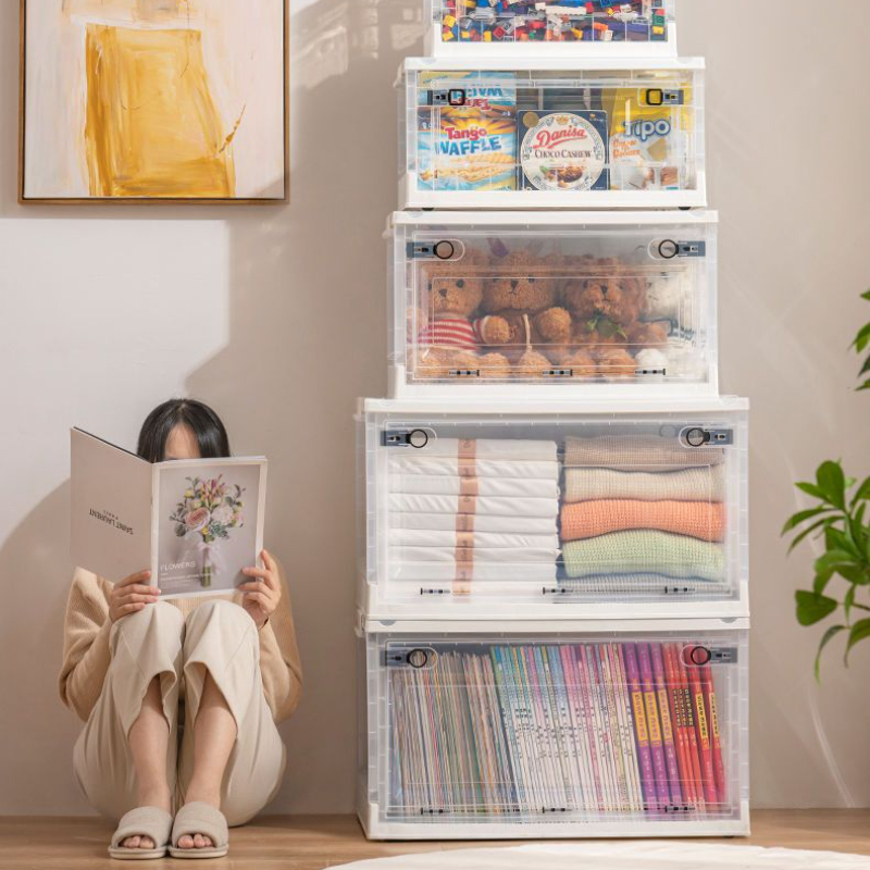 BOX STORAGE SEPENUHNYA TRANSPARAN CONTAINER BOX ORGANIZER BOX LIPAT FOLDING KOTAK PENYIMPANAN MAINAN