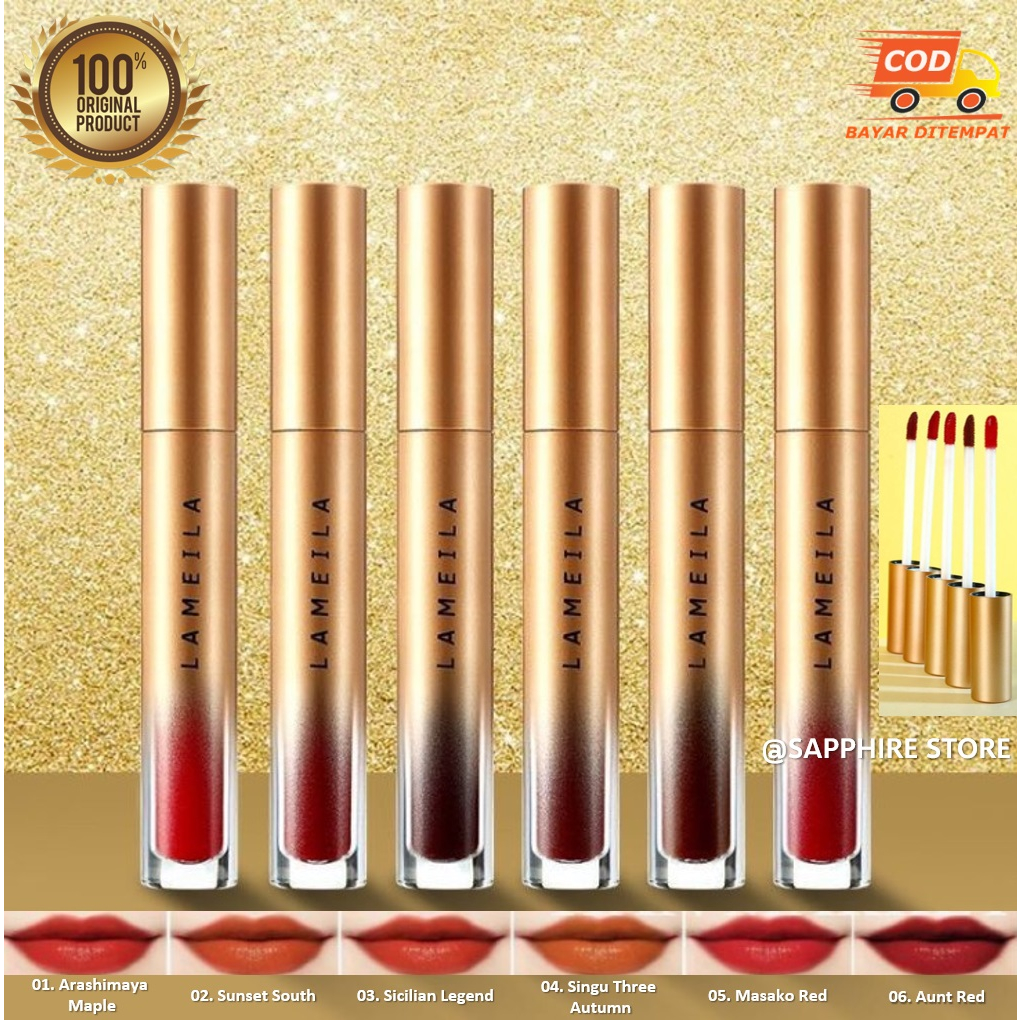 GOLD LAMEILA VELVET LIP GLAZE LIPSTICK MELEMBABKAN