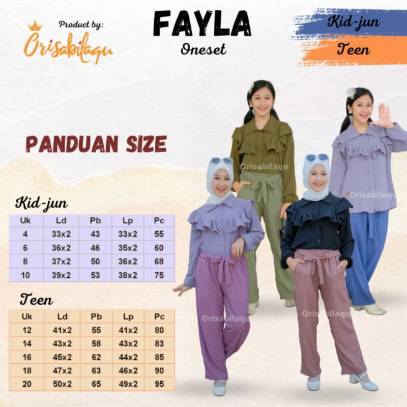 One set fayla / Setelan anak remaja perempuan / setelan anak perempuan usia 12 tahun/ setelan anak p
