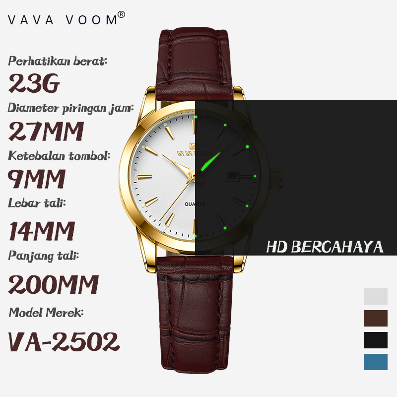 VAVAVOOM Jam Tangan Wanita Original Kecil Anti Tahan Air Kulit Branded Analog Women Watch