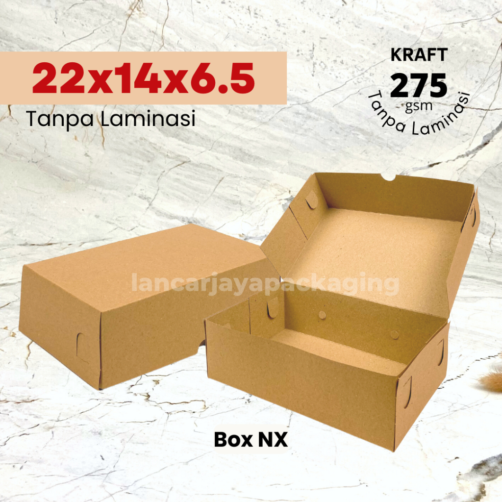 Dus NBK NX Kotak Nasi Kemasan Kue Snack Kraft 19.5x12.5x6 / 22x14x6.5 cm