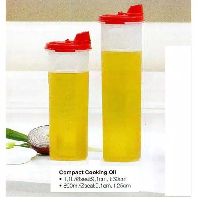 TUPPERWARE Compact Cooking Oil Set 1,1L dan 890ml (2 pcs) // Botol Plastik Tempat Minyak Liquid Disp