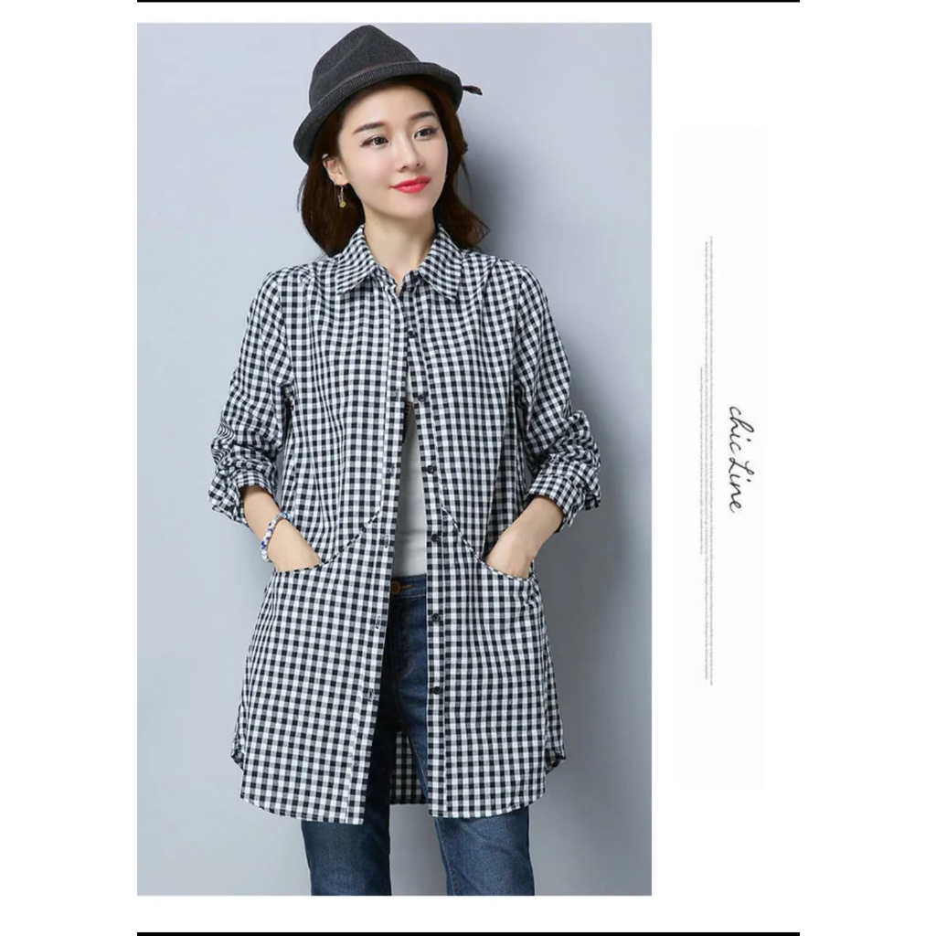 TUNIK KOREA KOTAK /TERBARU/KOREA/UKURAN L DAN XL