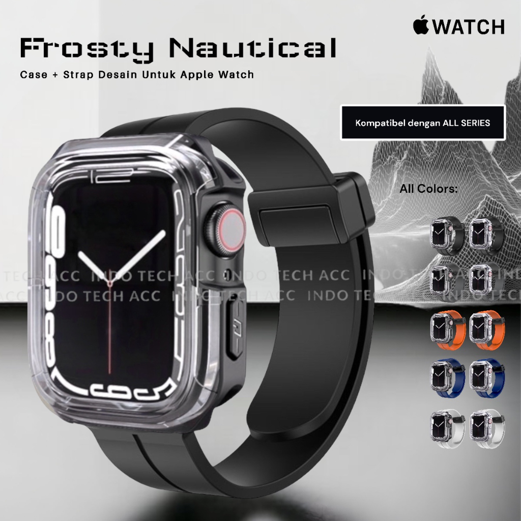 Case Strap Apple Watch 9 / 8 / 7 / 6 / 5 / 4 / 3 / 2 / 1 / SE1 / SE2 Ice Cube Frosty Nautical - Rugged Armor - Strap iWatch 45mm/44 mm/42mm/41mm/40 mm/38mm - Case iWatch - Bracelet - Loop - Band - Soft Case - Hard Case - Fullset - Tali jam tangan