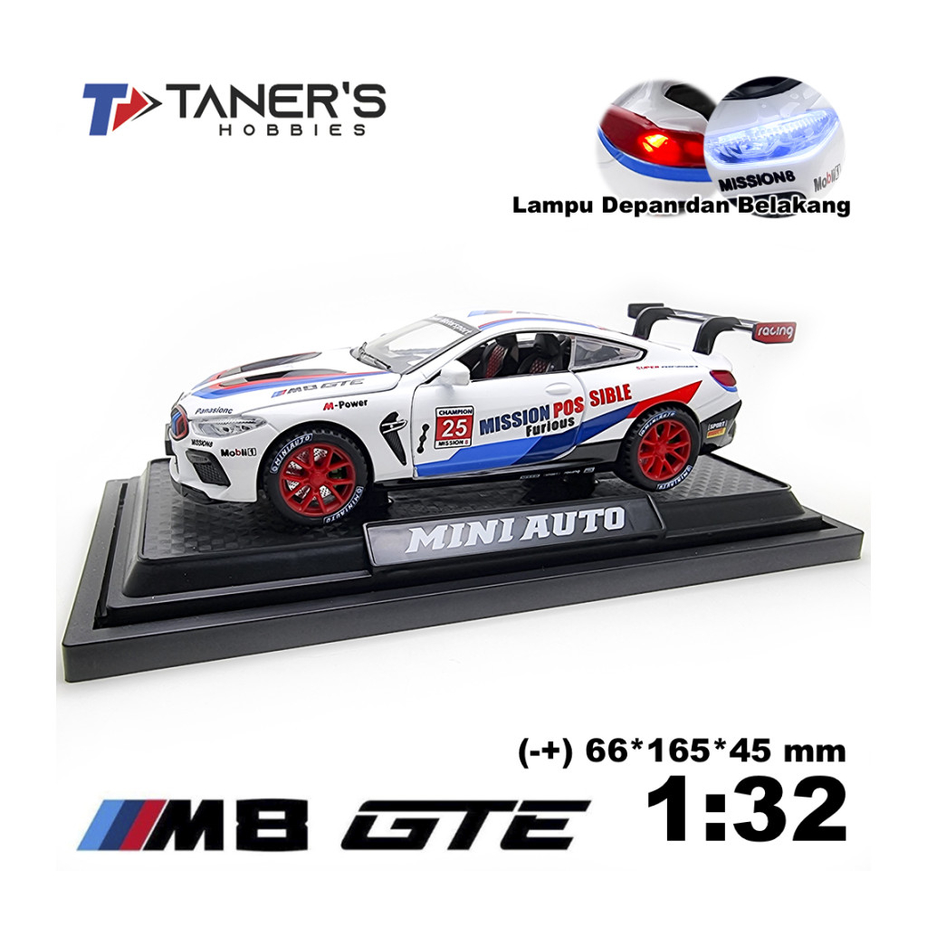 Diecast Mobil Sport BMW M8 GTE Miniatur Metal Model 1:32
