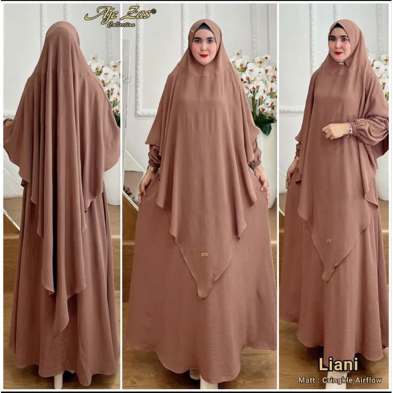 BISA COD (GAMIS SET LIANI SYARI BY AJE ZAS COLLECTION ORI PREMIUM GAMIS AJE ZAS TERBARU ORI