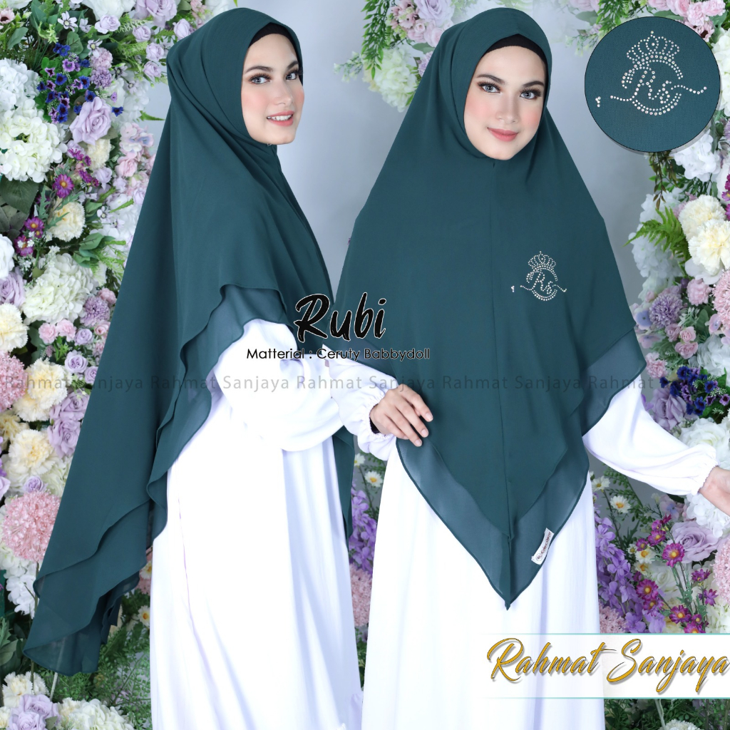 hijab khimar 2 layar runcing payet rs mutiara sawarosky 2 layar jumbo bahan ceruty baby doll premium
