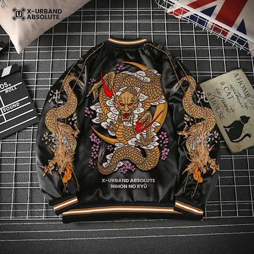 Jaket Pria Dragon Sukajan Original Premium Import Full Embroidery X - Jaket Pria Full Desain Berkual