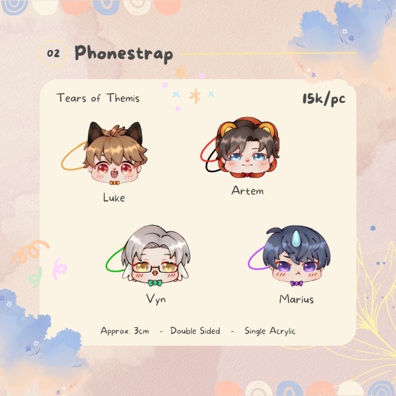 Phonestrap/Gantungan HP Tears Of Themis: Artem, Vyn, Luke, Marius
