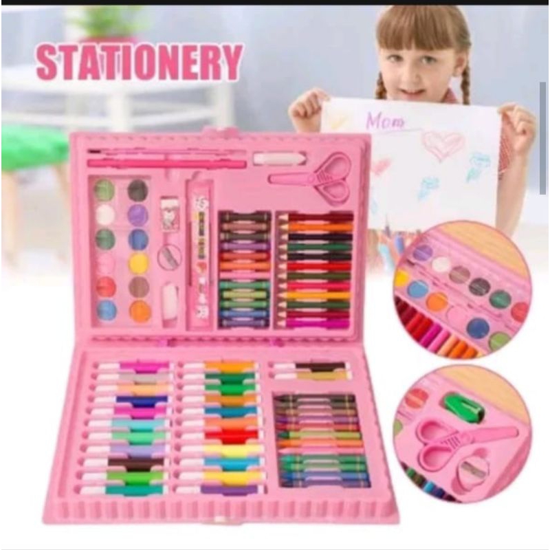 

MS Stationery Set Isi 86 Pcs Pensil Crayon Warna Cat Air Perlengkapan Menggambar Anak