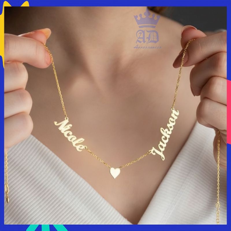 Kalung nama titanium custom 2 nama couple