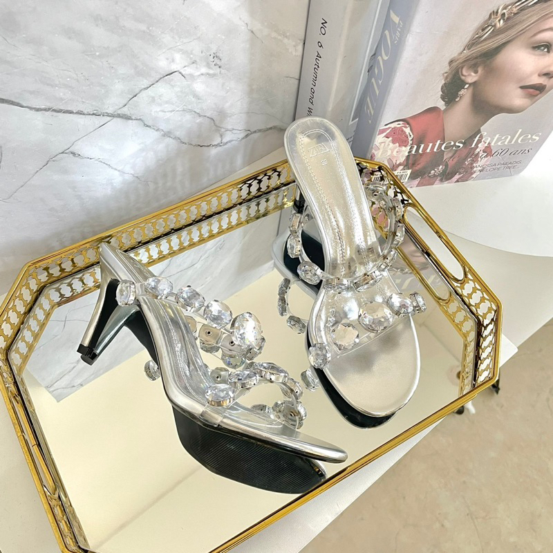 Diamond strappy heels 9cm by Zara import high quality fashion shoes sandal tali wanita hak tinggi he