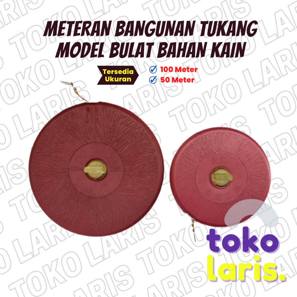 METERAN BULAT TUKANG ALAT PENGUKUR TANAH BANGUNAN GULUNG ROL ROLL MODEL BULAT PANJANG 50 100 MTR MET