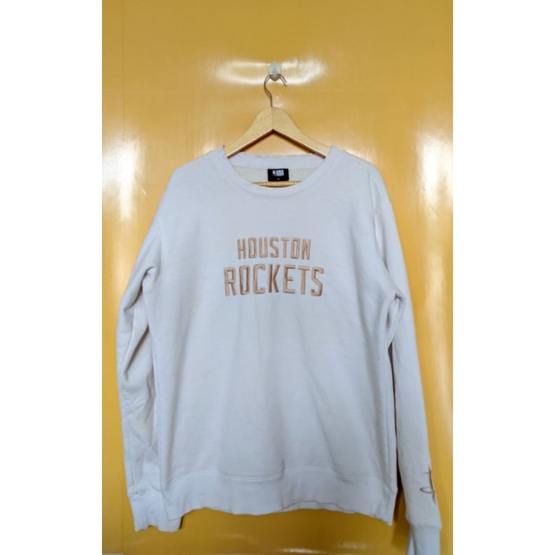 Crewneck Sweter NBA Houston Rockets Bordir Putih Bersih