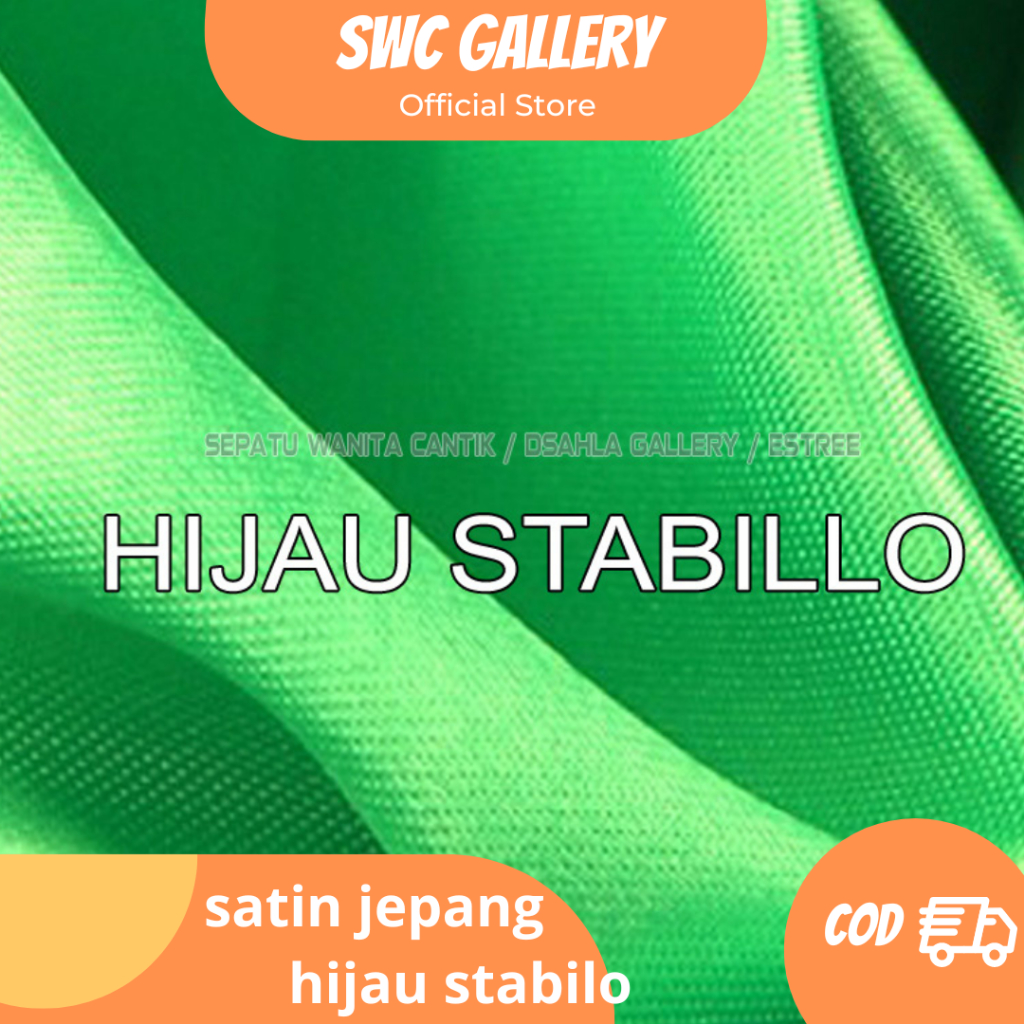 Bahan Kain Satin Saten Jepang Furing Halus Pelapis Tas warna hijau stabilo