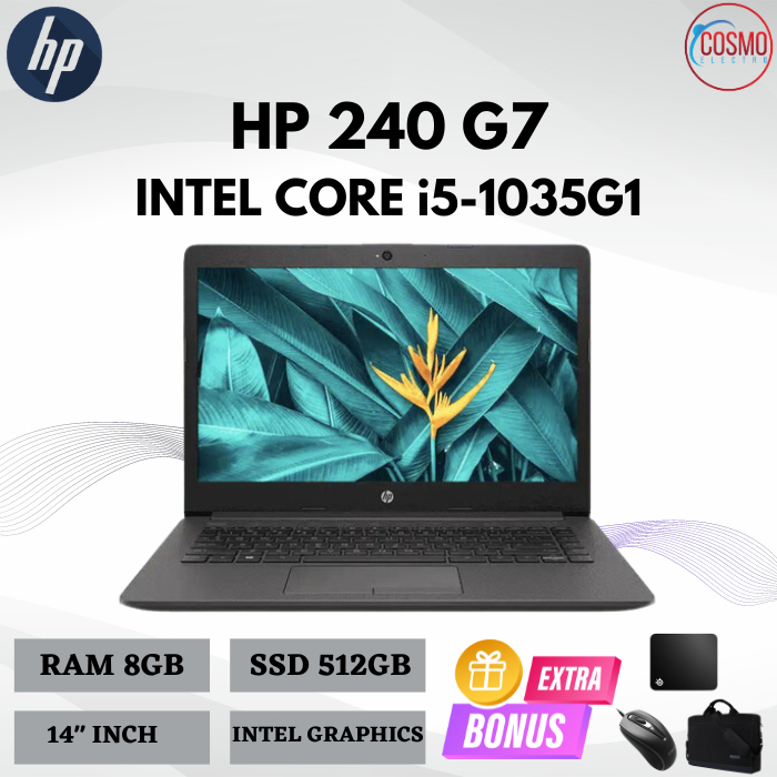 HP 240 G7 INTEL CORE i5-1035G1 | RAM 16GB SSD 512GB | 14 INCH - WINDOWS 11+OFFICE | BONUS TAS LAPTOP