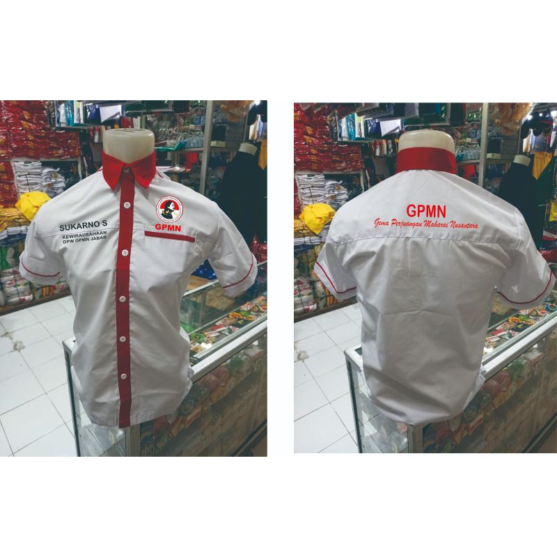 kemeja custom bordir logo Dan tulisan