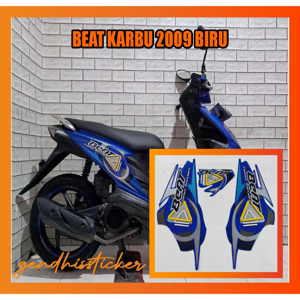 stiker motor beat karbu 2009 biru