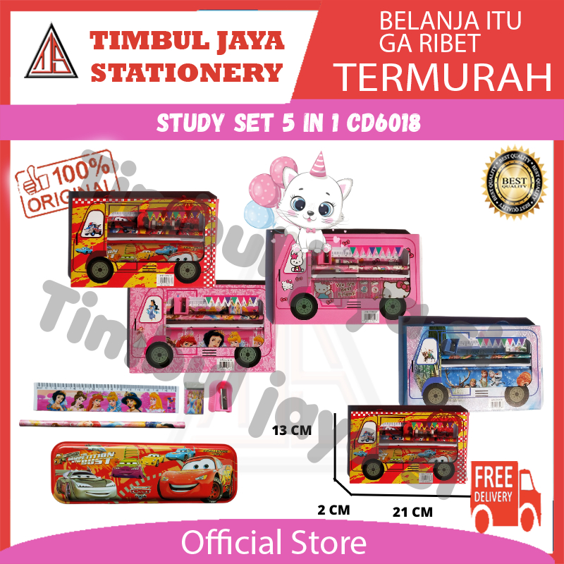 

Study set stationery set paket alat tulis lengkap disney aesthetic goodies bag 5 IN 1 karakter disney CD6018
