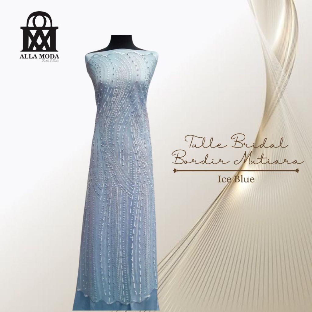 Kain Tile Bordir Mutiara 0.5m Tulle Mutiara Tile Bordir Kain Tulle Mutiara