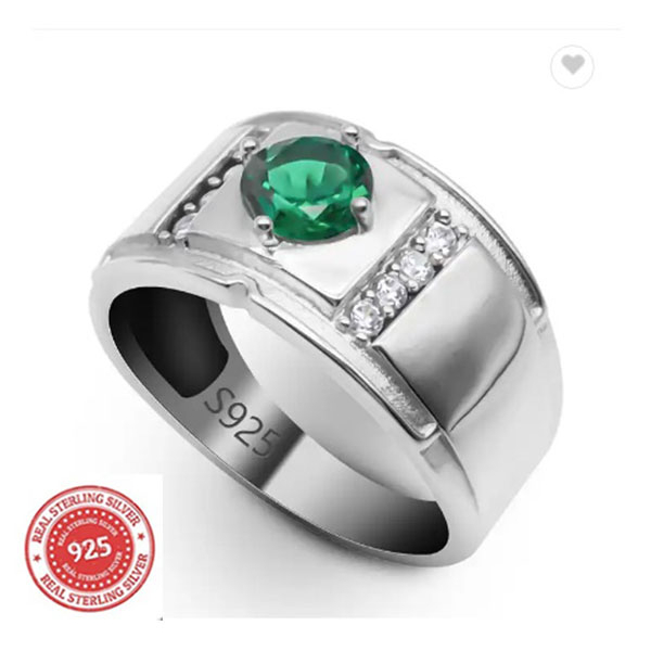 Cincin Pria Wanita Original Perak 925 Round Blue Green Zircon