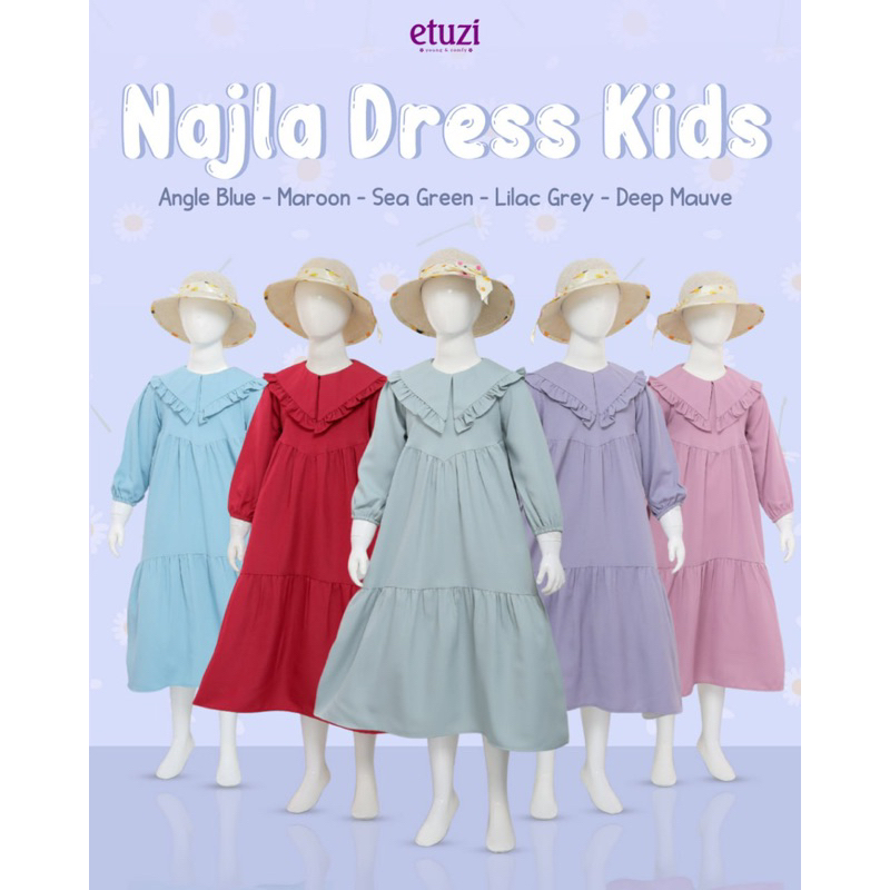Najla Dress Kids by Etuzi Gamis Anak Polos lucu adem