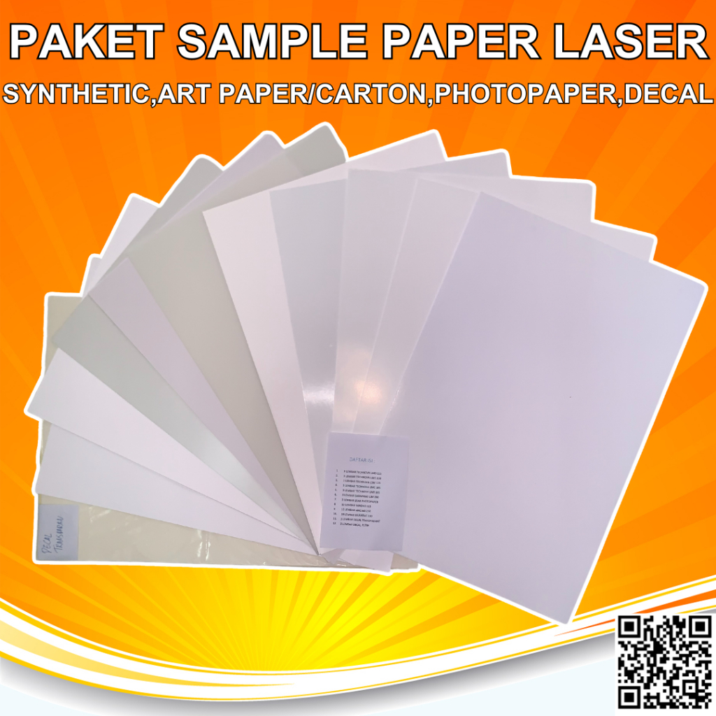 

Paket Sample Synthetic paper , Art paper , art carton dll printer laser A3+