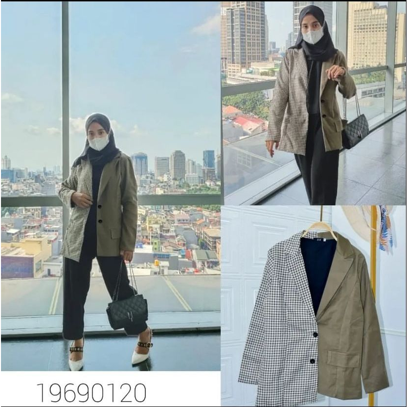 [TAOL004] Assymetric 2tone Blazer