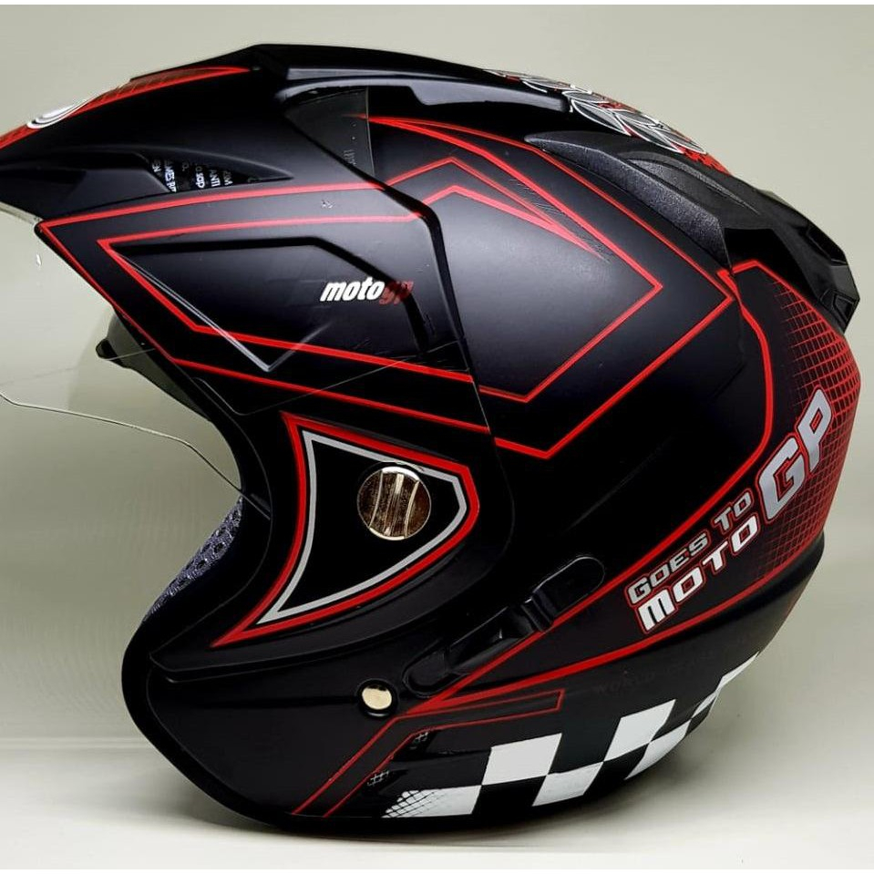 Helm DMN Helem Sport Keren Helm Motogp Helm Motor MotoGP DoubleVisor SNI Merah Hitam