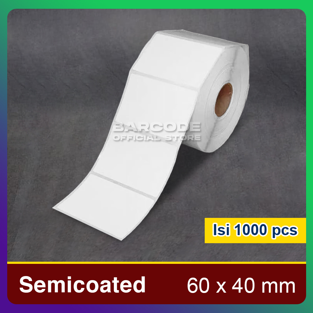 

Label Stiker Semicoat 60x40mm / 60 x 40 / 60x40 mm Isi 1000 Pcs 1 Line