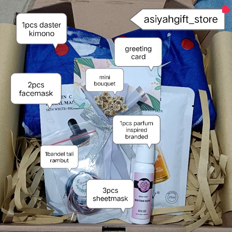 

PAKET KADO| HAMPERS | DASTER KIMONO & MASKER by Asiyahgift |KADO ULANG TAHUN| KADO WISUDA |KADO LAHIRAN| IBU BAHAGIA2