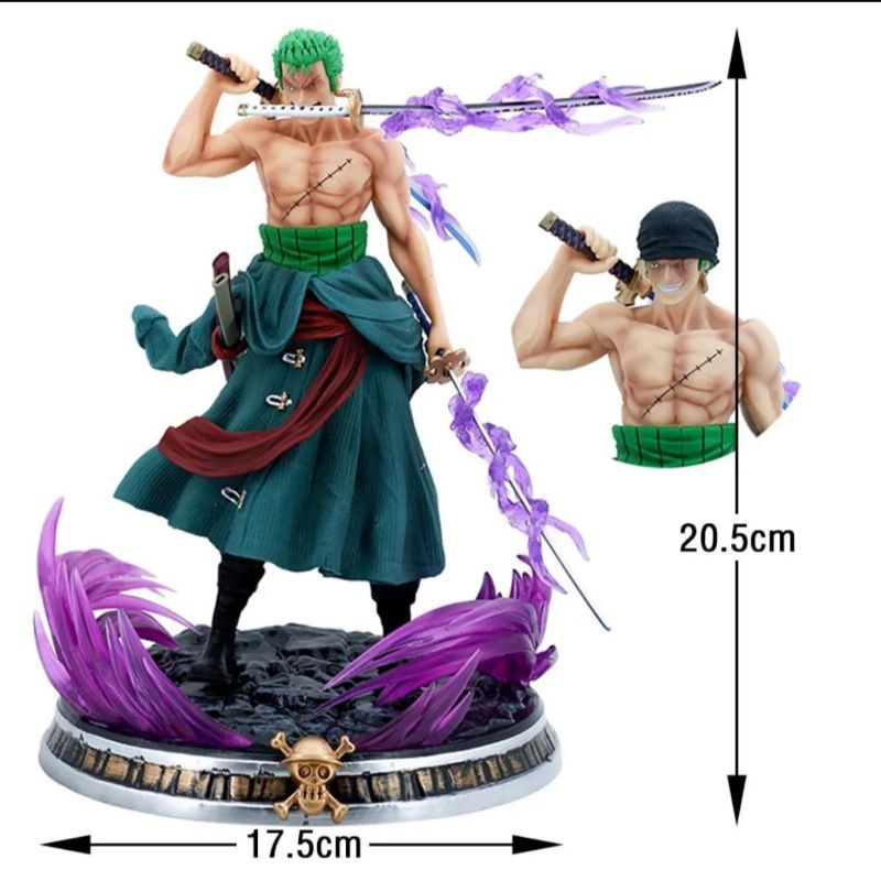 Action Figure FZO One Piece Roronoa Zoro 2 Kepala