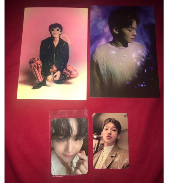 Photocard ( PC ) Album Chen + POB ktown Suho, lenticular card dan postcard album EXO Exist ver X