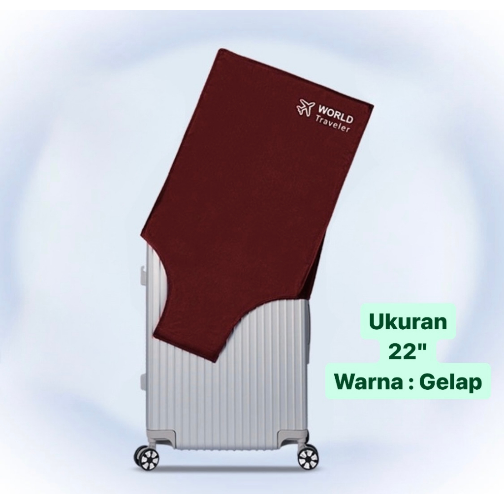 Sarung Koper Size 22inci 22 Inch 22" Kain Woven Warna Gelap Premium Ukuran 22 Inci 22inch World Trav