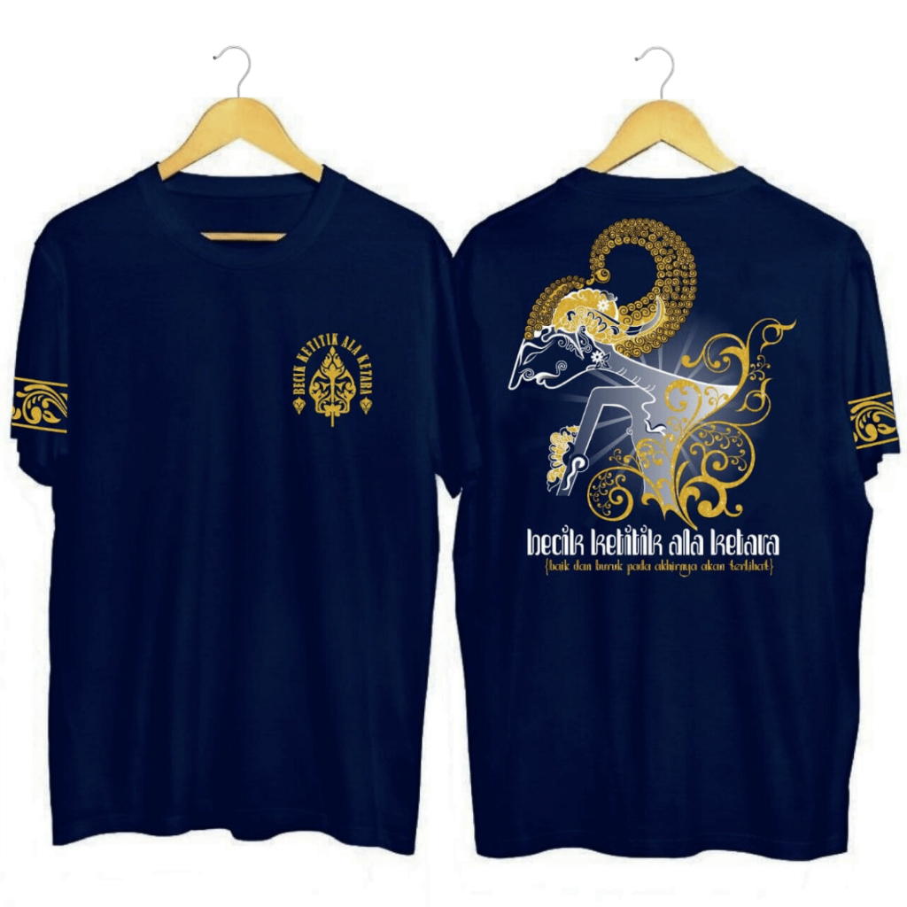 Kaos Wayang Cepot Gunungan Navy  Tshirt Jawa Ajining Sunda Distro  Atasan Oblong Pria | Wanita