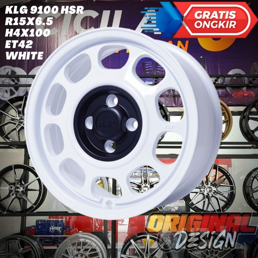 Velg Mobil Ring 15 HSR KLG R15  WHITE / PUTIH Baut 4 Model OEM LOOK
