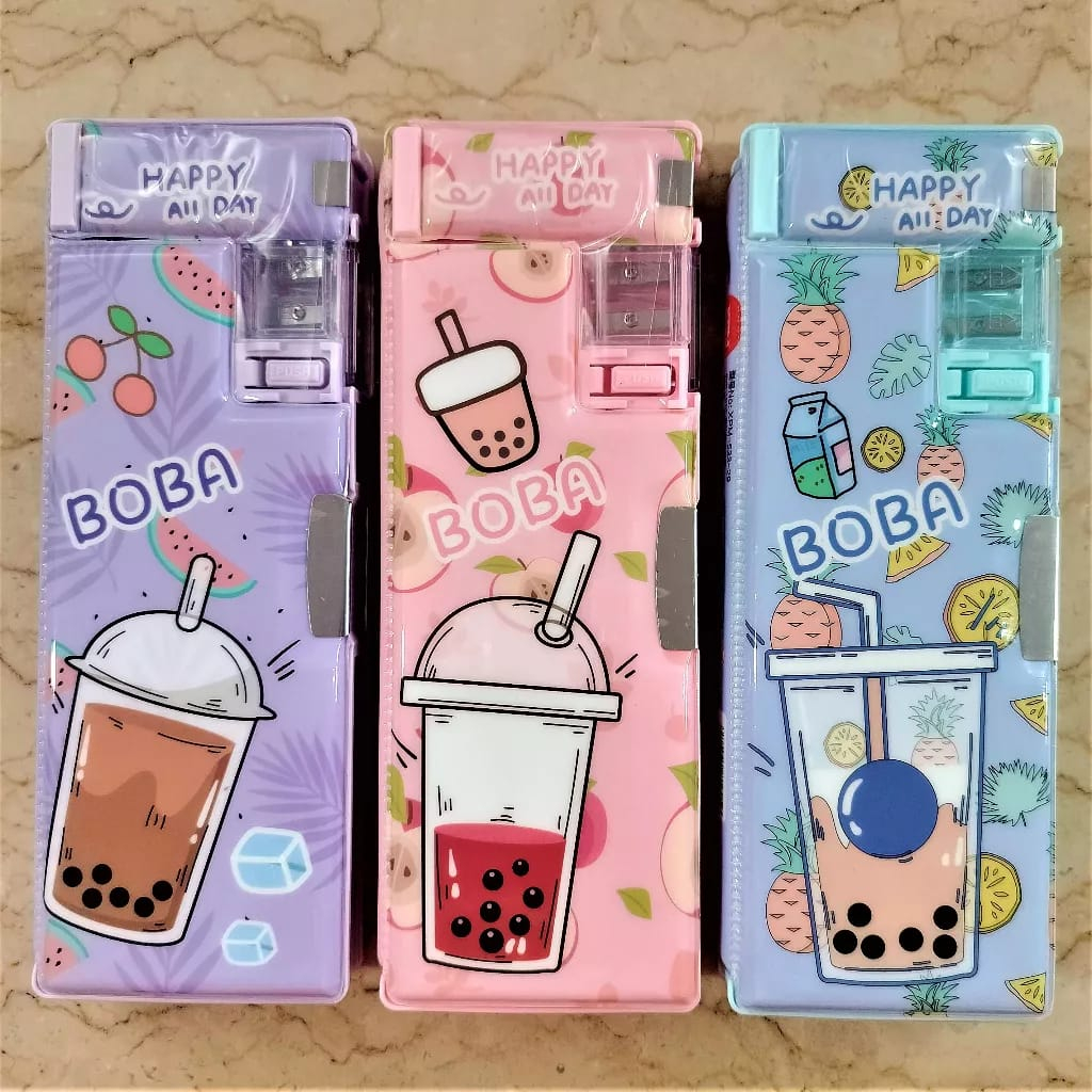 

MATAHARI GROSIR - Kotak Pensil BOBA Magnet 2 Sisi + Rautan Pensil BOBA / Tempat Pensil / Pencil Case / Boks Pensil / Box Pen / Tepak Pensil