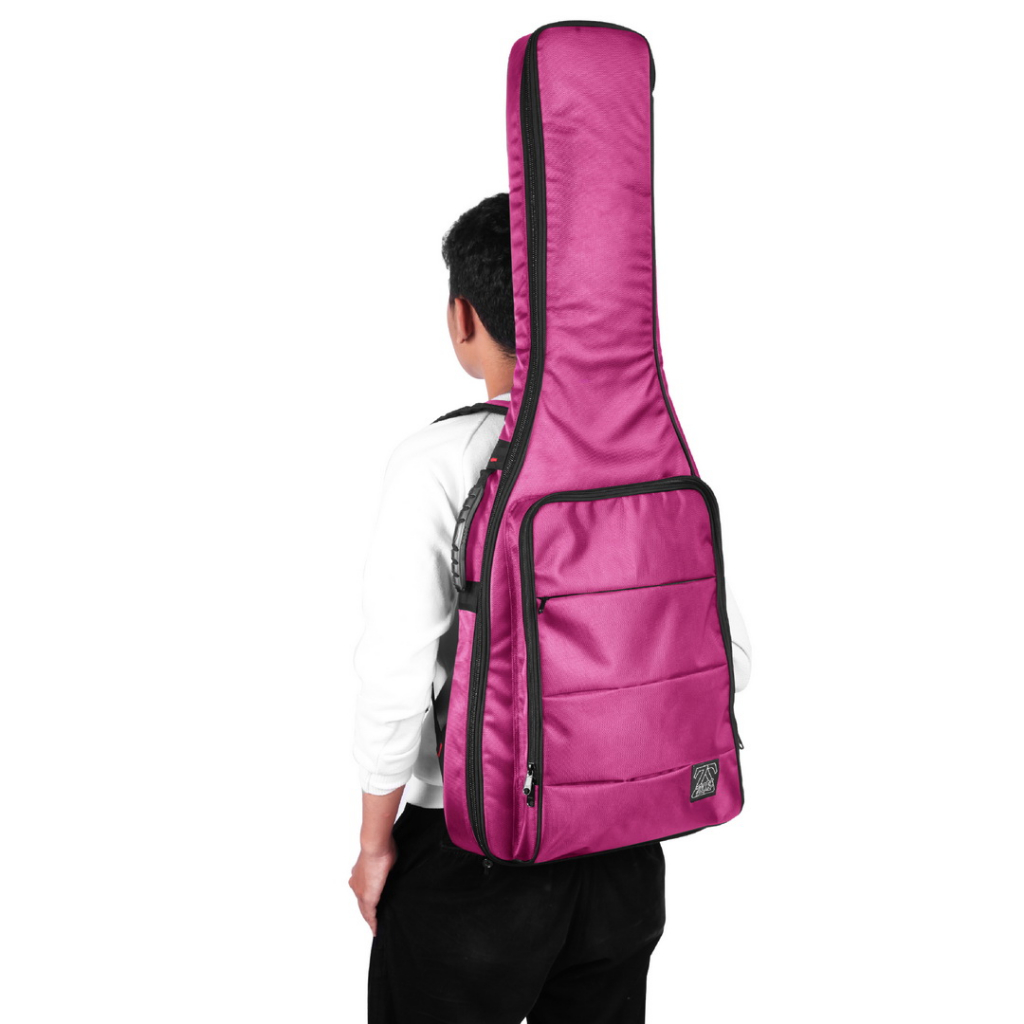 Zorc Official - Valen | Tas Gitar Elektrik Tahan Air | Sarung Gitar Listrik | Gigbag Pink