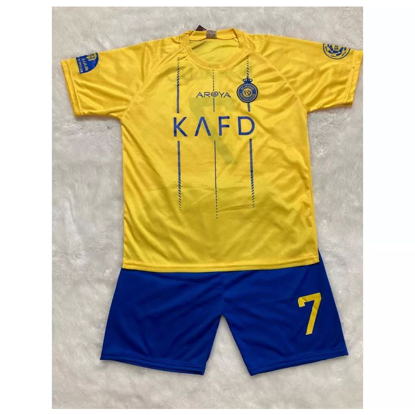 Setelan Jersey Al Nassr Home 2023/2024 Jersey Al Nassr Terbaru Jersey bola anak baju ronaldo kaos bo