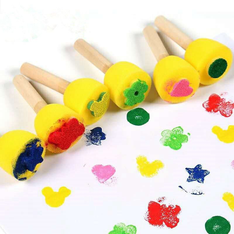 

(1 SET ISI 6 KUAS) KUAS PAINTING ANAK SPONS DOT BERMOTIF / KUAS LUKIS ANAK