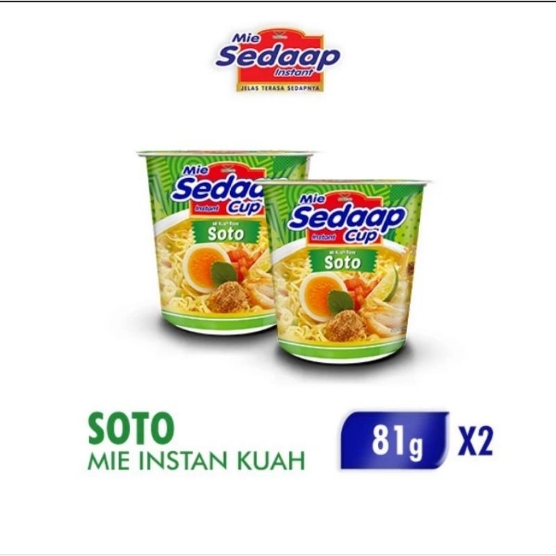 

Mie Sedaap Cup Instant Noodle Mi Rasa Soto 81g Paket 2 Pc