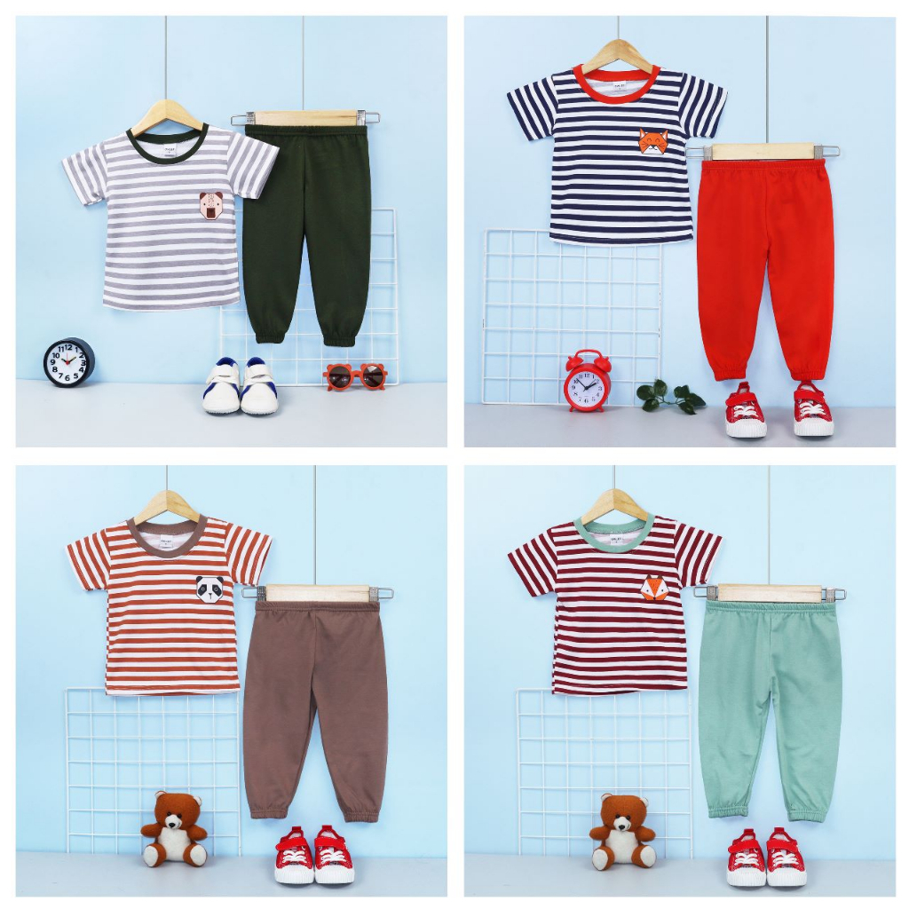 	 Rabbitkids - setelan anak laki / celana jogger panjang/ Setelan piyama / setelan anak salur	